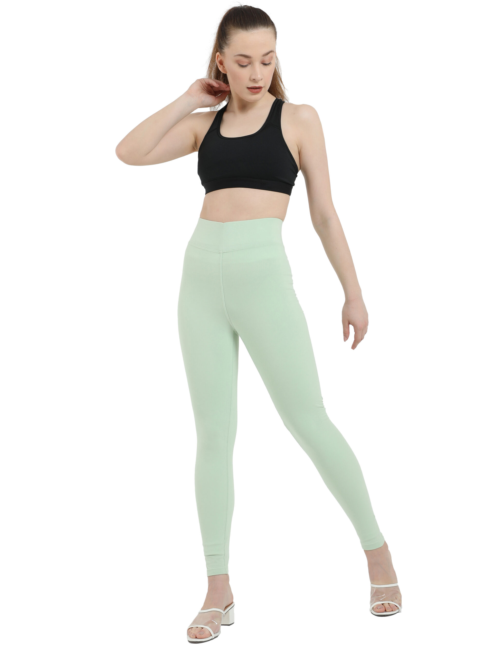 Pistachio leggings for women Compression pant high waist - Belore Slims