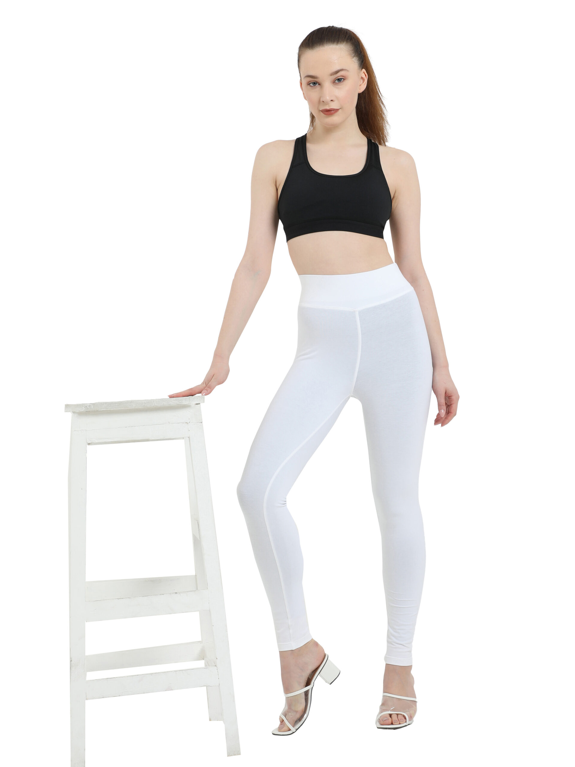 White leggings for women Compression pant high waist - Belore Slims