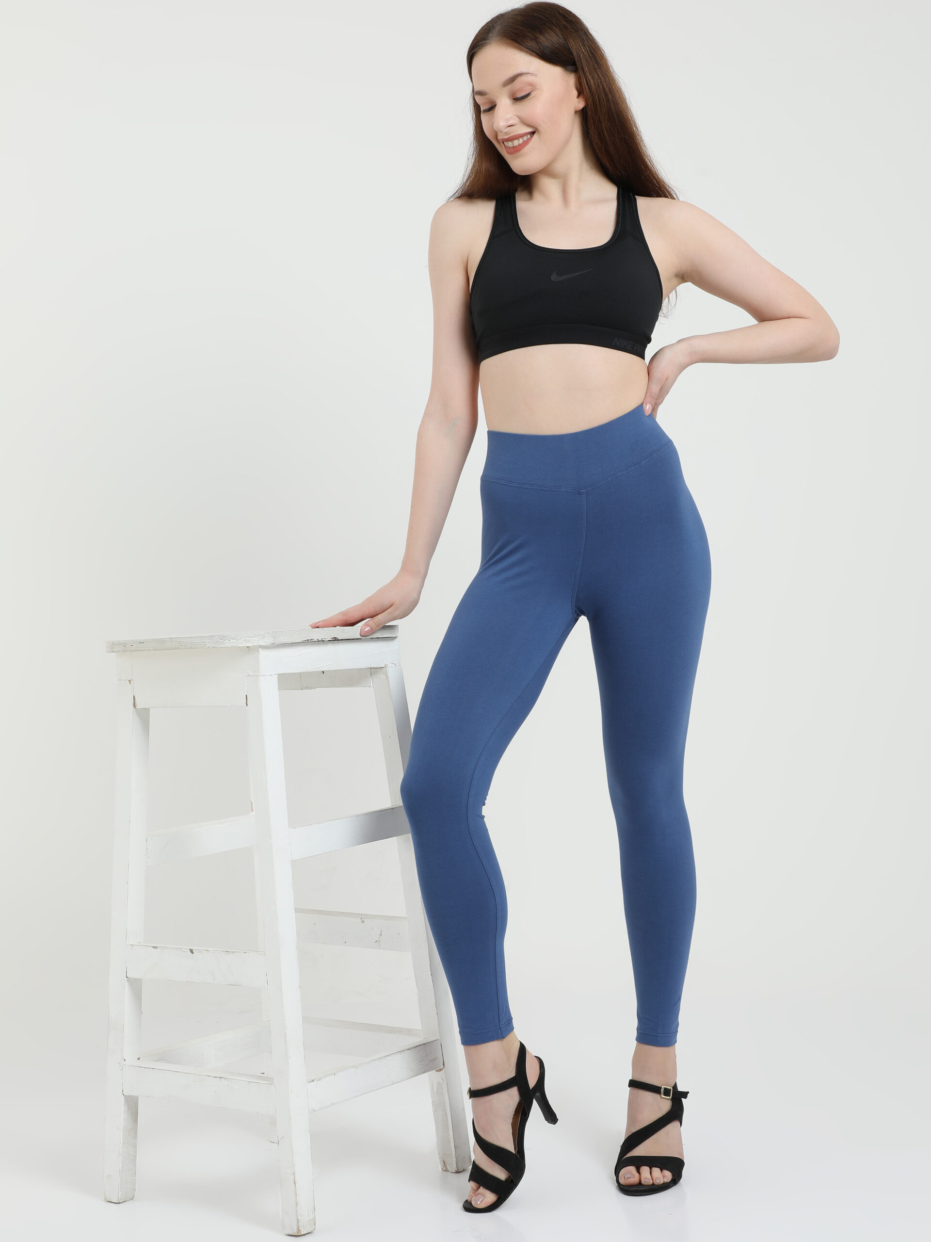 Indigo leggings for women Compression pant high waist - Belore Slims