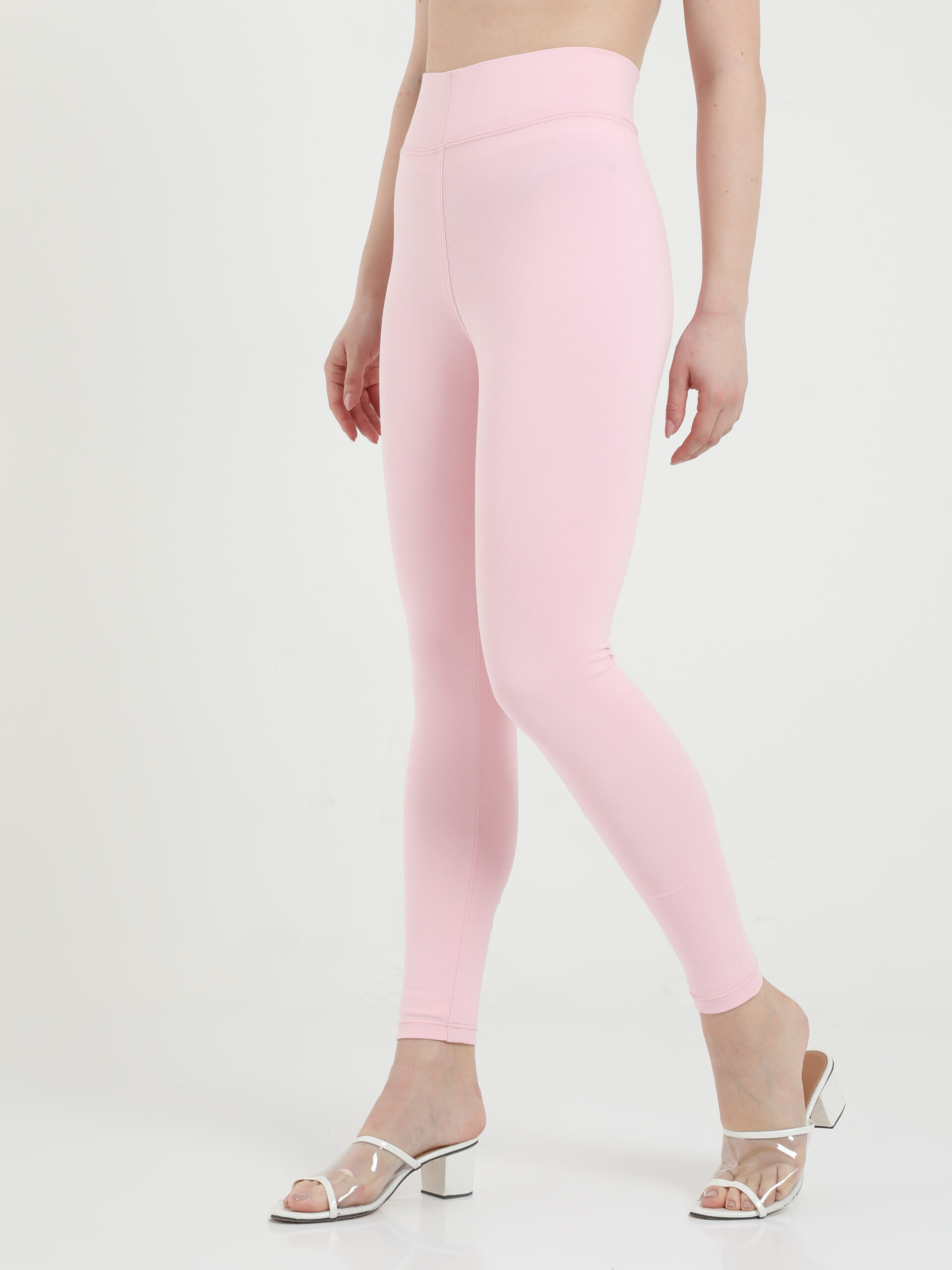 Light pink leggings for women Compression pant high waist - Belore