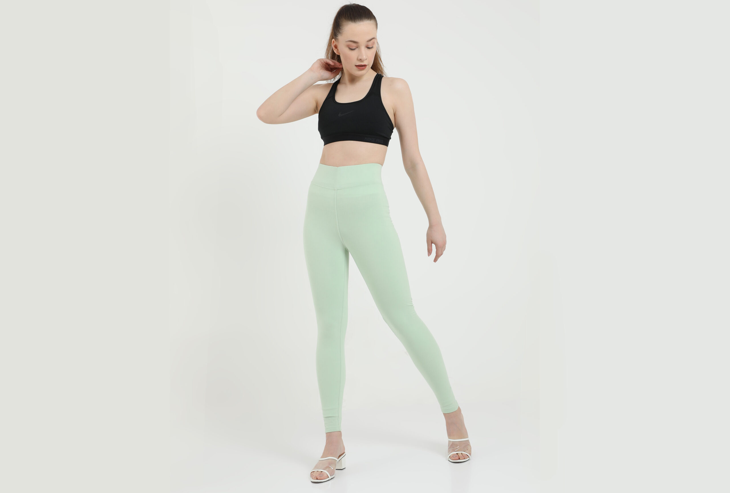 Pistachio leggings for women Compression pant high waist - Belore