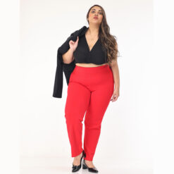 Red trouser women – Plus size – Straight leg 2 back pockets