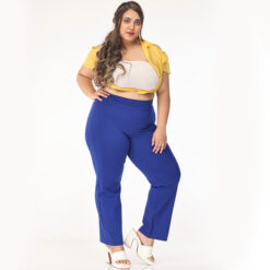 Royal blue trousers womens – Plus size-Straight leg 2 back pockets