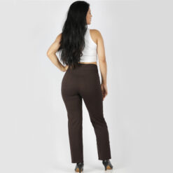 Brown pants for women – Tummy tucker straight leg-2 back pockets