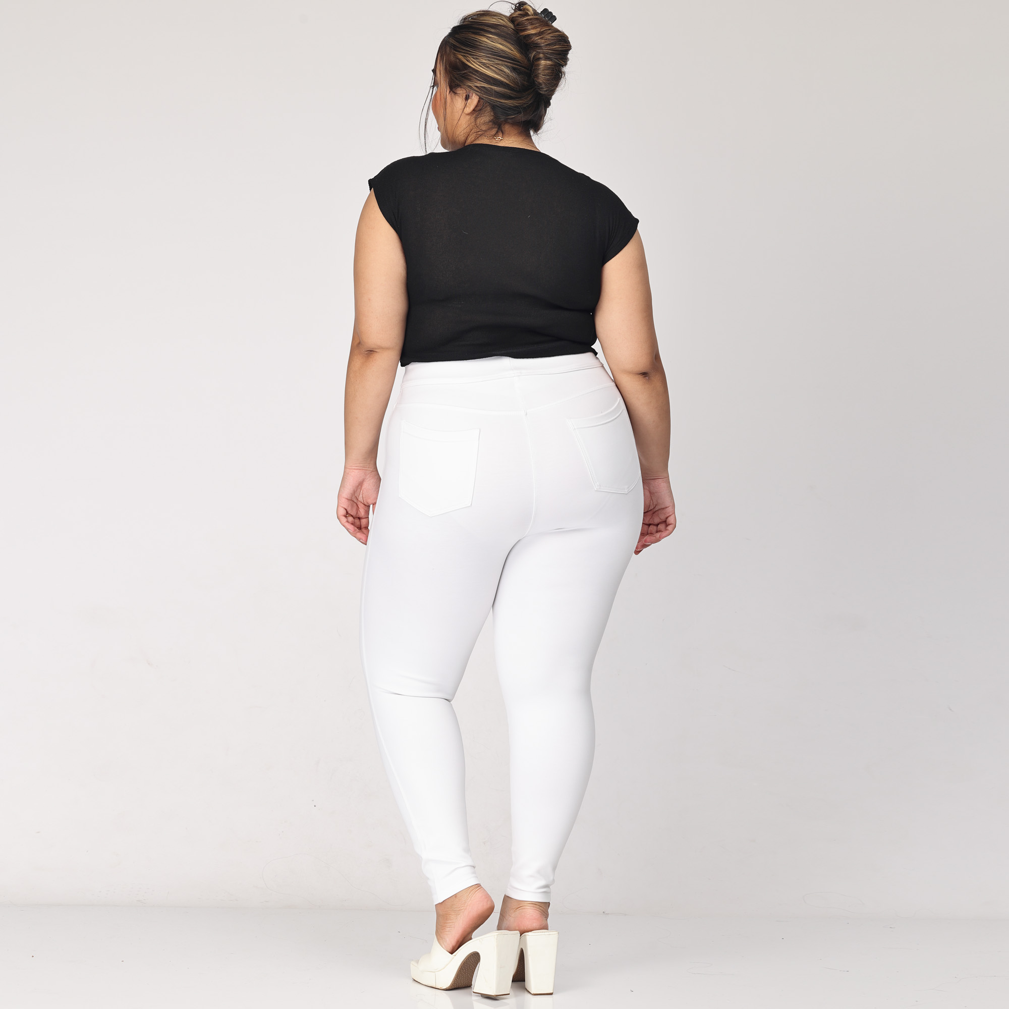 Grey jeggings women Plus size compression pant 2 back pockets