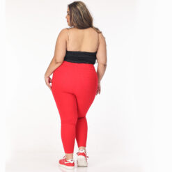 Red jeggings women Plus size compression pant 2 back pockets