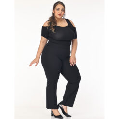 Black trouser women Plus size Straight leg 2 back pockets