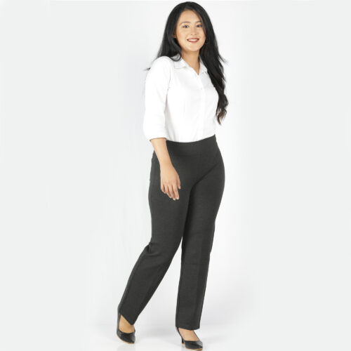Charcoal grey pants women’s Tummy tucker straight leg 2 bk pkts - Image 4