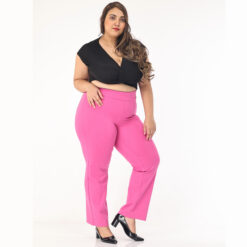 Pink trouser women – Plus size – Straight leg 2 back pockets