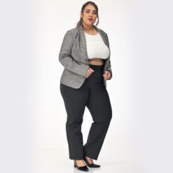 Charcoal grey trousers women Plus size-Straight leg 2bk pockets
