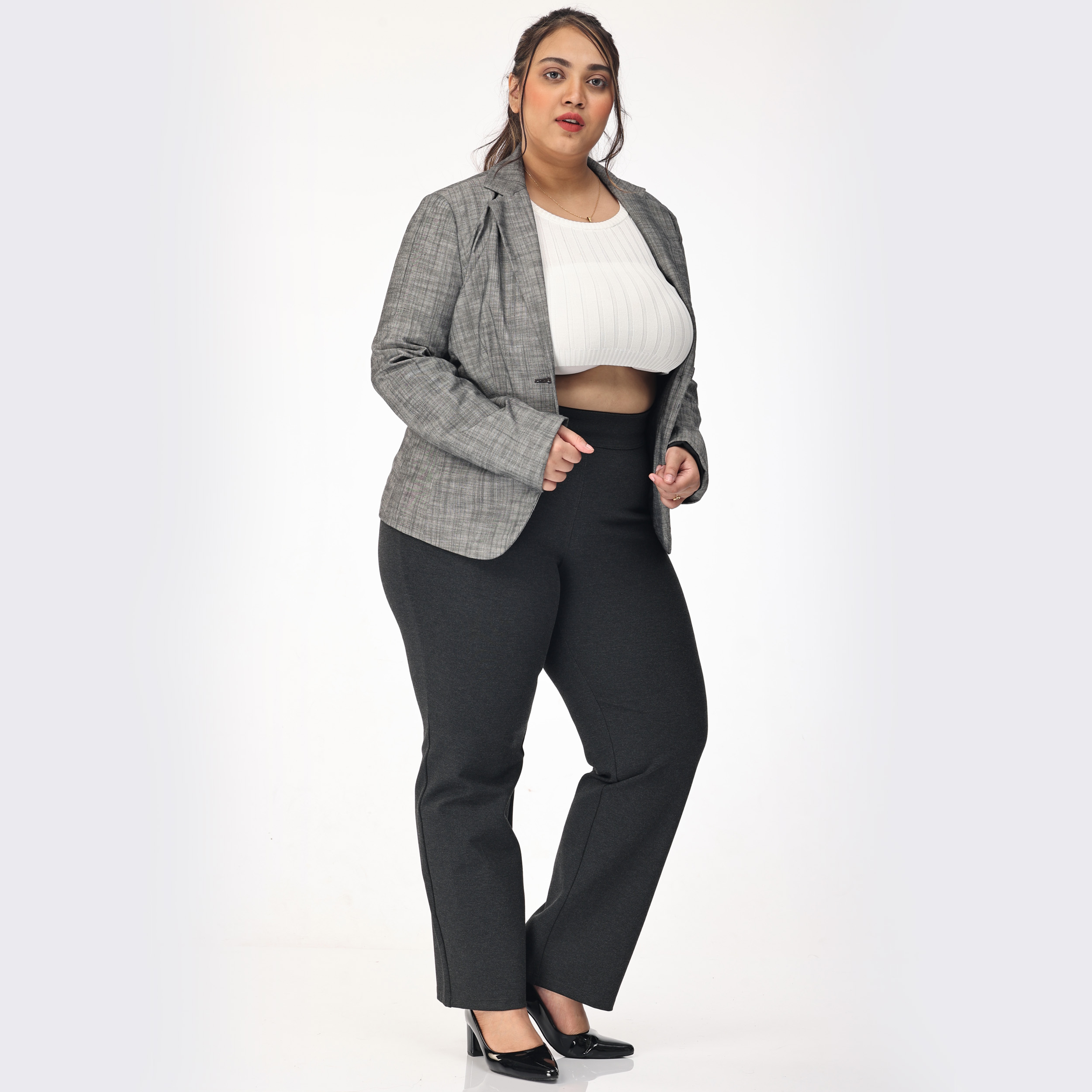 charcoal grey trousers women