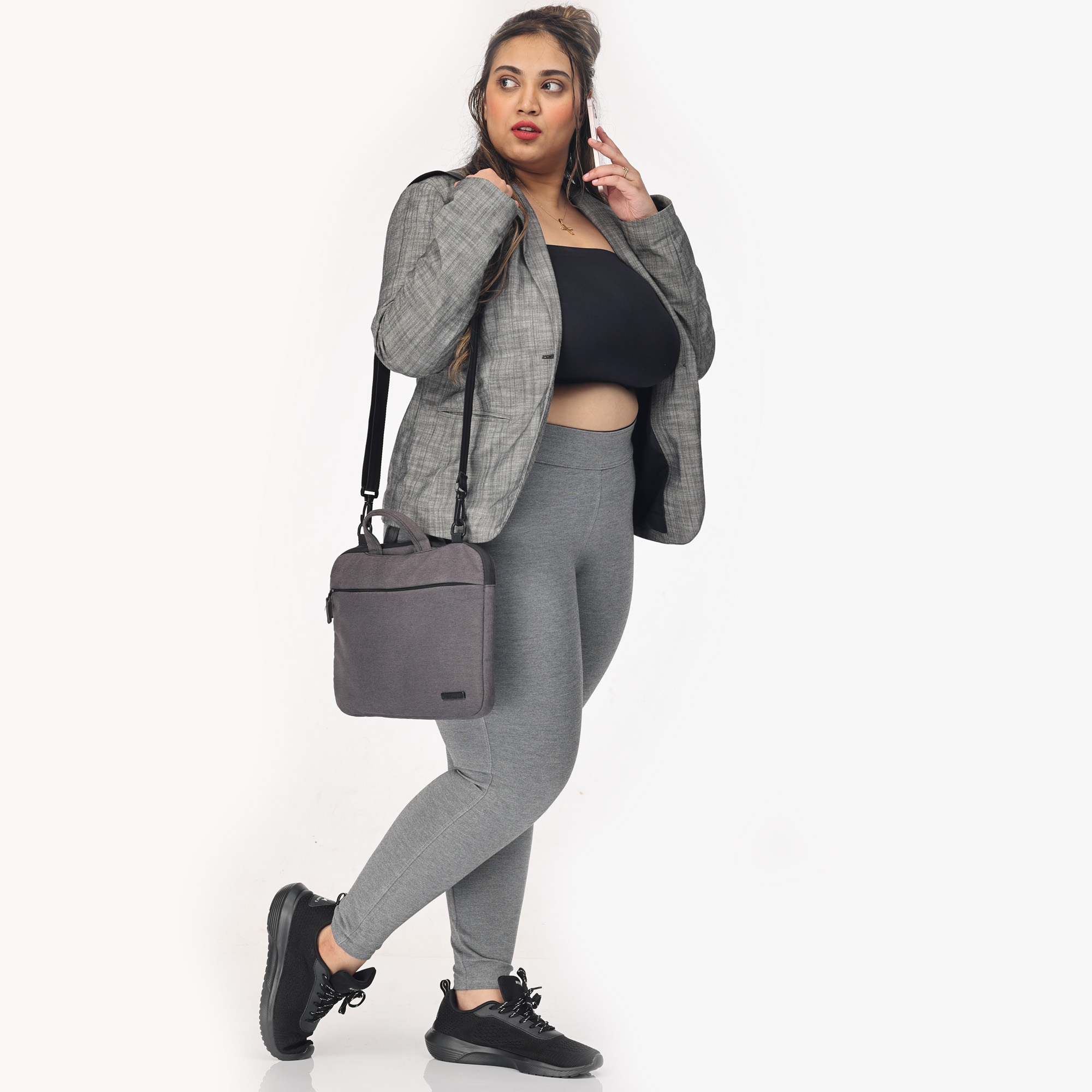Grey jeggings women Plus size compression pant 2 back pockets