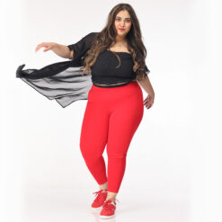 Red jeggings women Plus size compression pant 2 back pockets