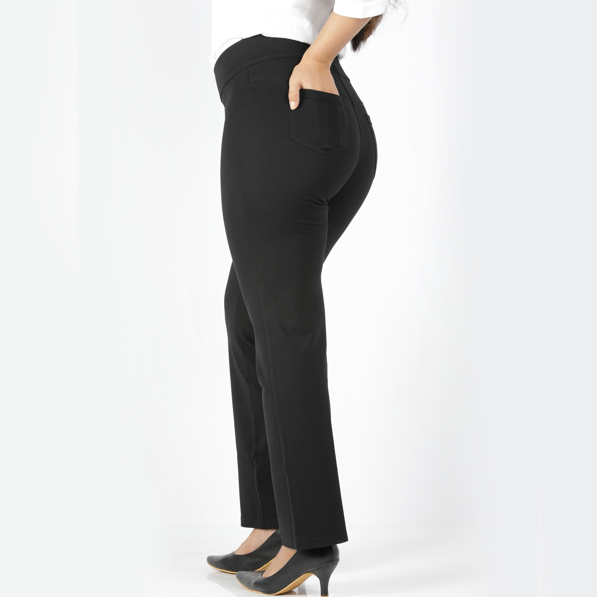 Black pants women - Tummy tucker straight leg - 2 back pockets - Belore  Slims