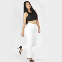 White pants for women – Tummy tucker straight leg-2 back pockets