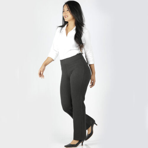 Charcoal grey pants women’s Tummy tucker straight leg 2 bk pkts - Image 3