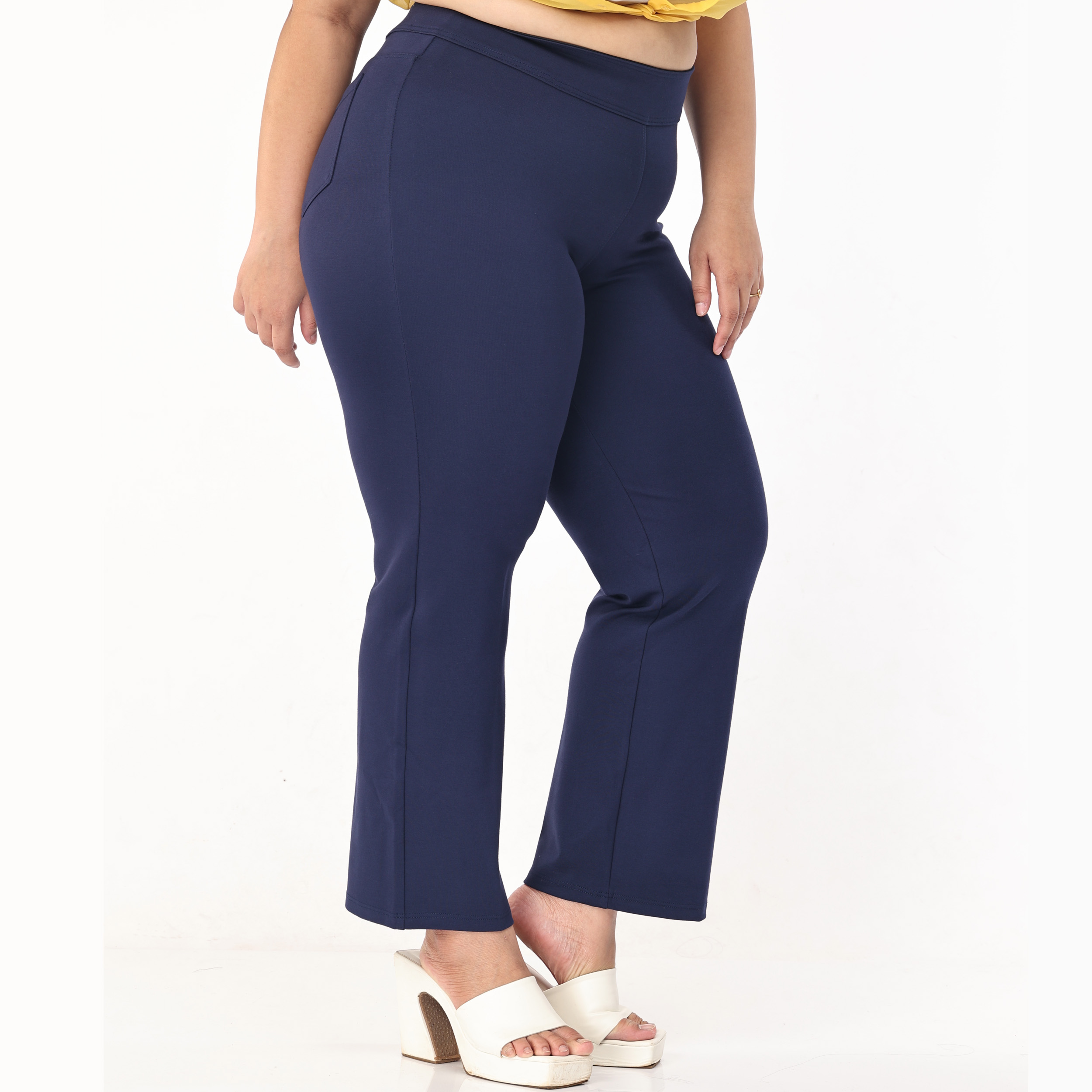 Navy blue trousers women - Plus size - Straight leg 2 back pockets