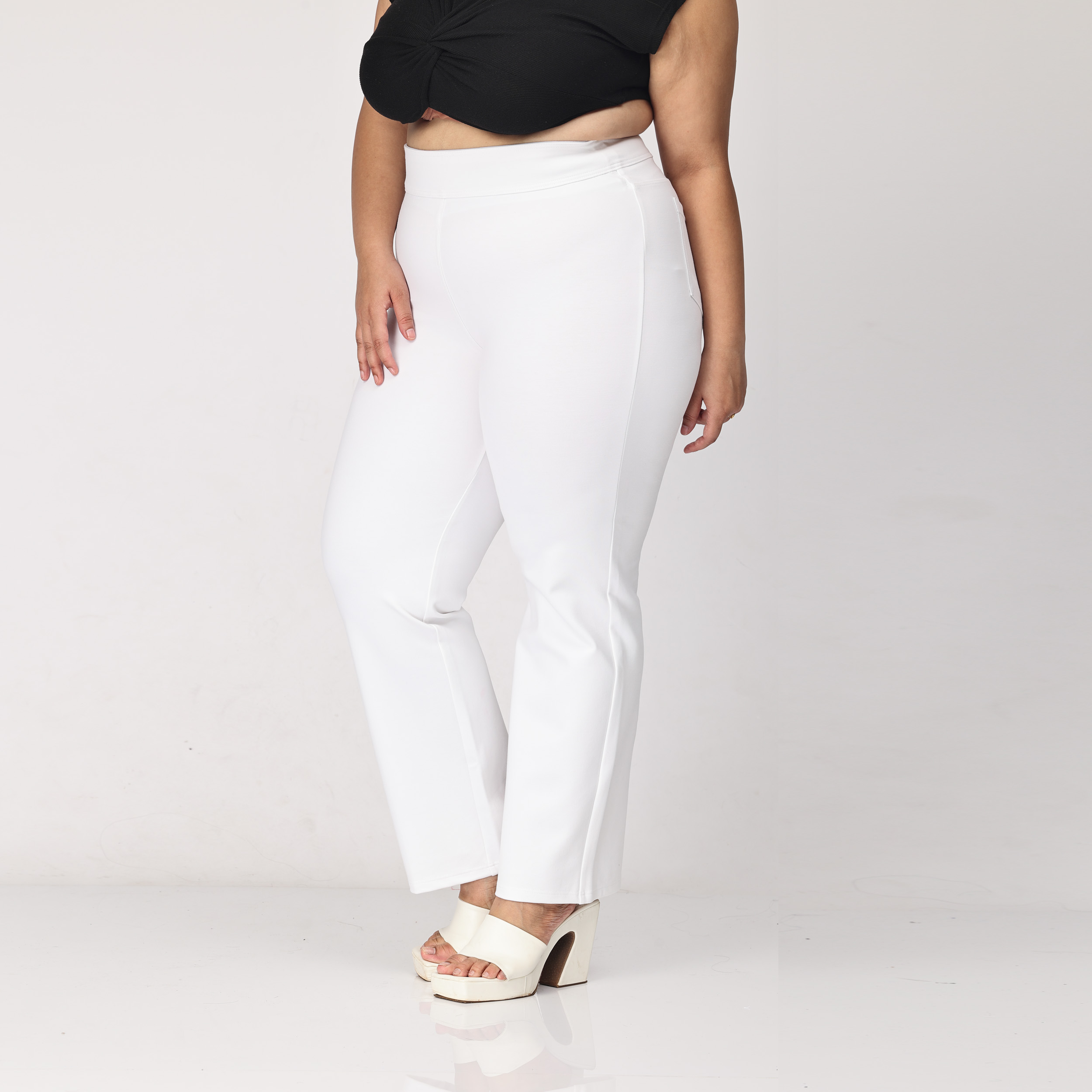 White plus size flare bootcut pants & trousers for women xxxxl to xxxxxl.