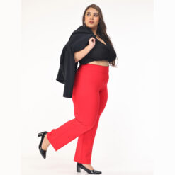 Red trouser women – Plus size – Straight leg 2 back pockets