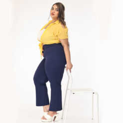 Navy blue trousers women – Plus size – Straight leg 2 back pockets