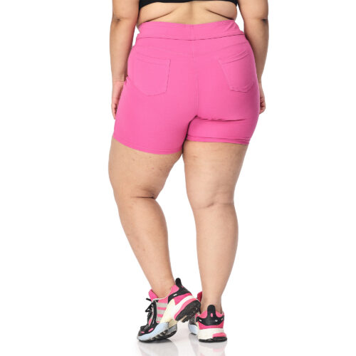 Pink shorts women Plus size active shape wear 2 back pockets - Image 2