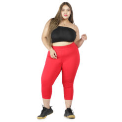 Red capris women gym wear High waist 2 back pockets