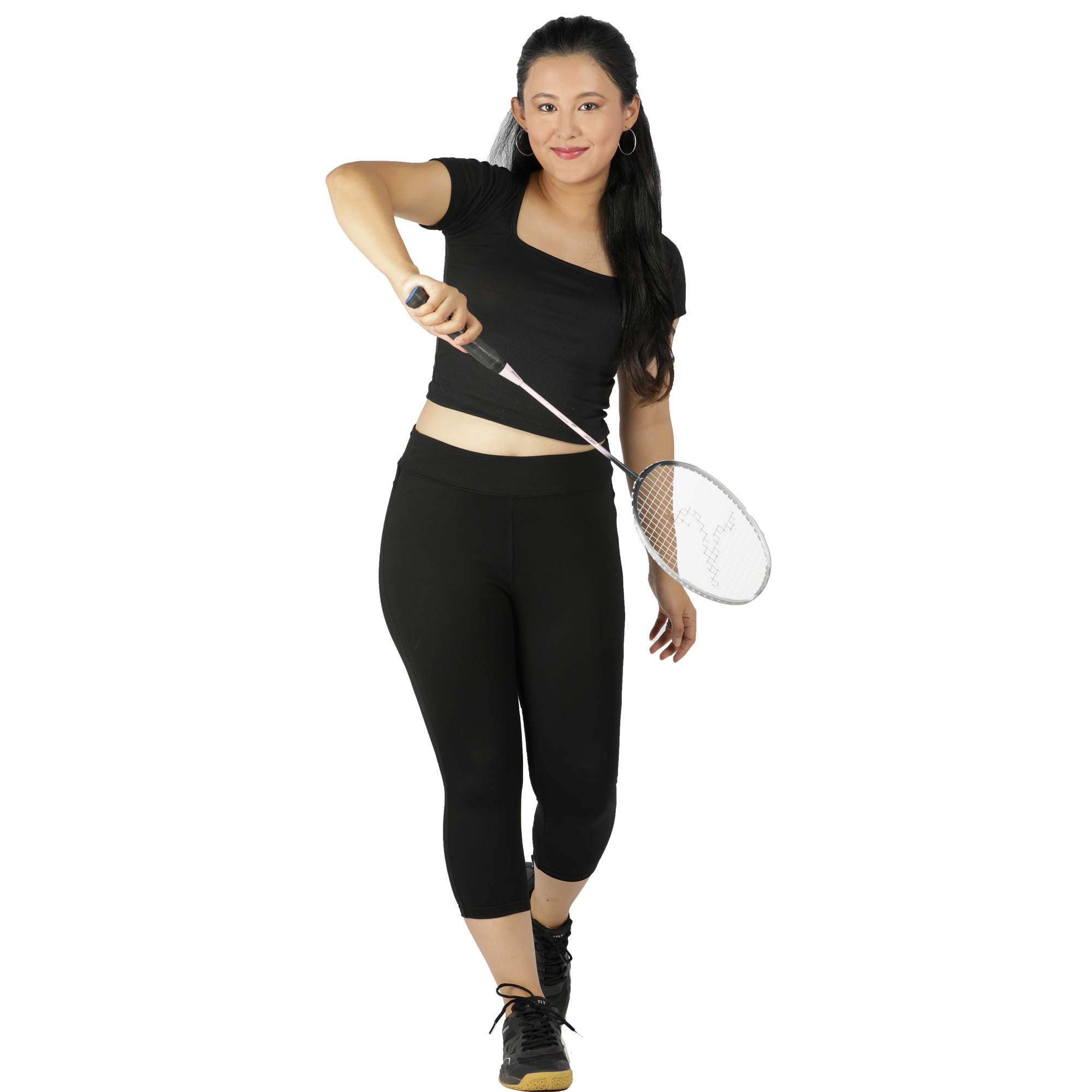 Black capris for women gym wear Low rise - Belore Slims