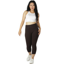 Brown capris for women gym wear Low rise