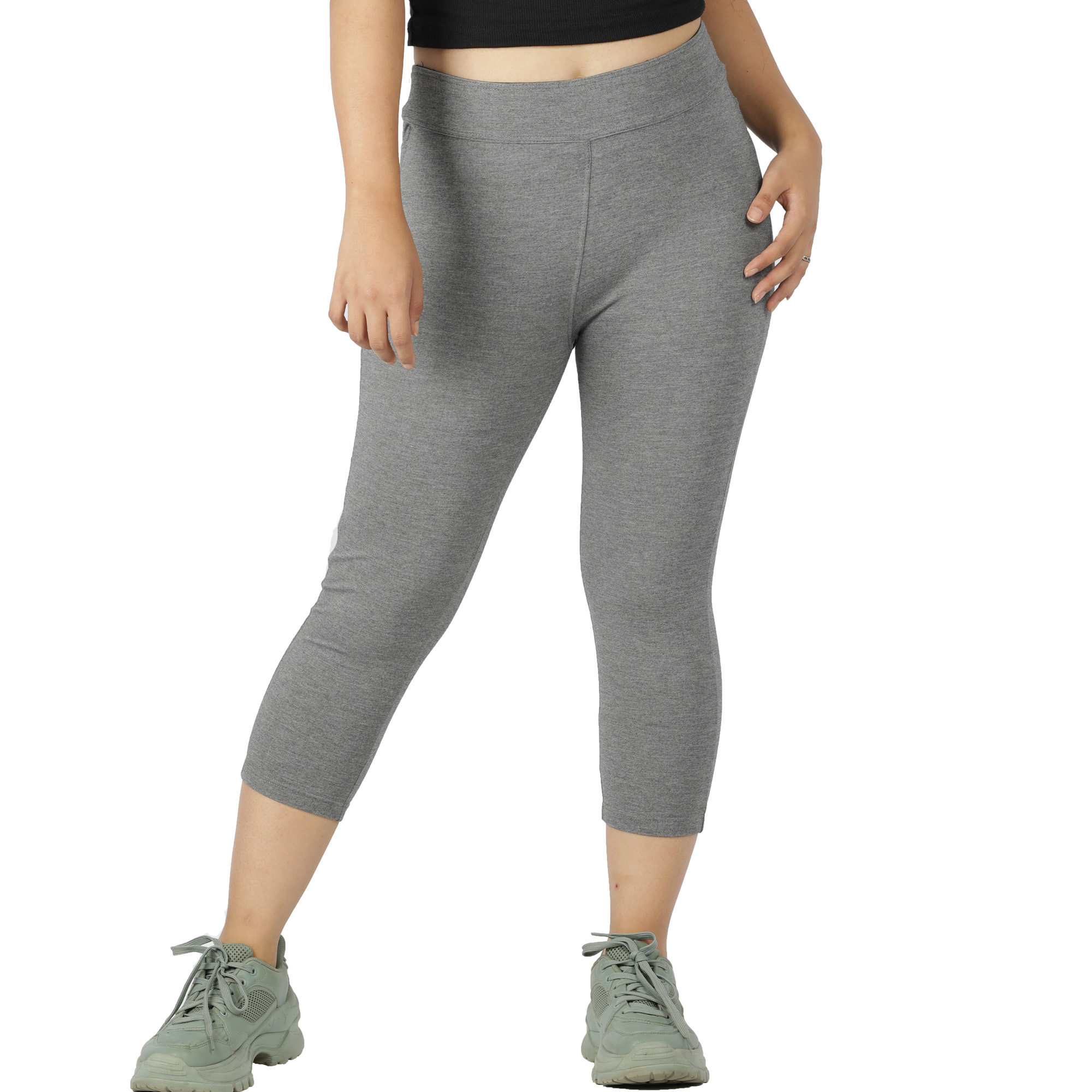 Grey capris for women gym wear Low rise - Belore Slims