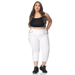 White capris with piping women gym wear Low rise