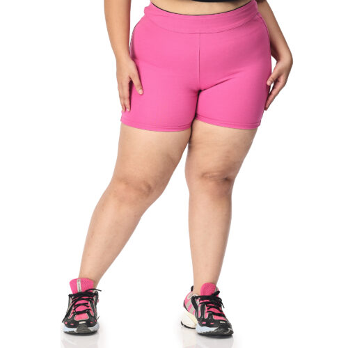 Pink shorts women Plus size active shape wear 2 back pockets - Image 3