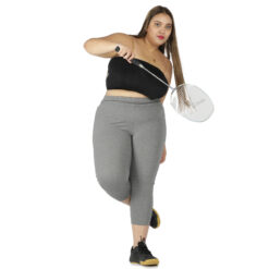 Grey capris women gym wear High waist 2 back pockets