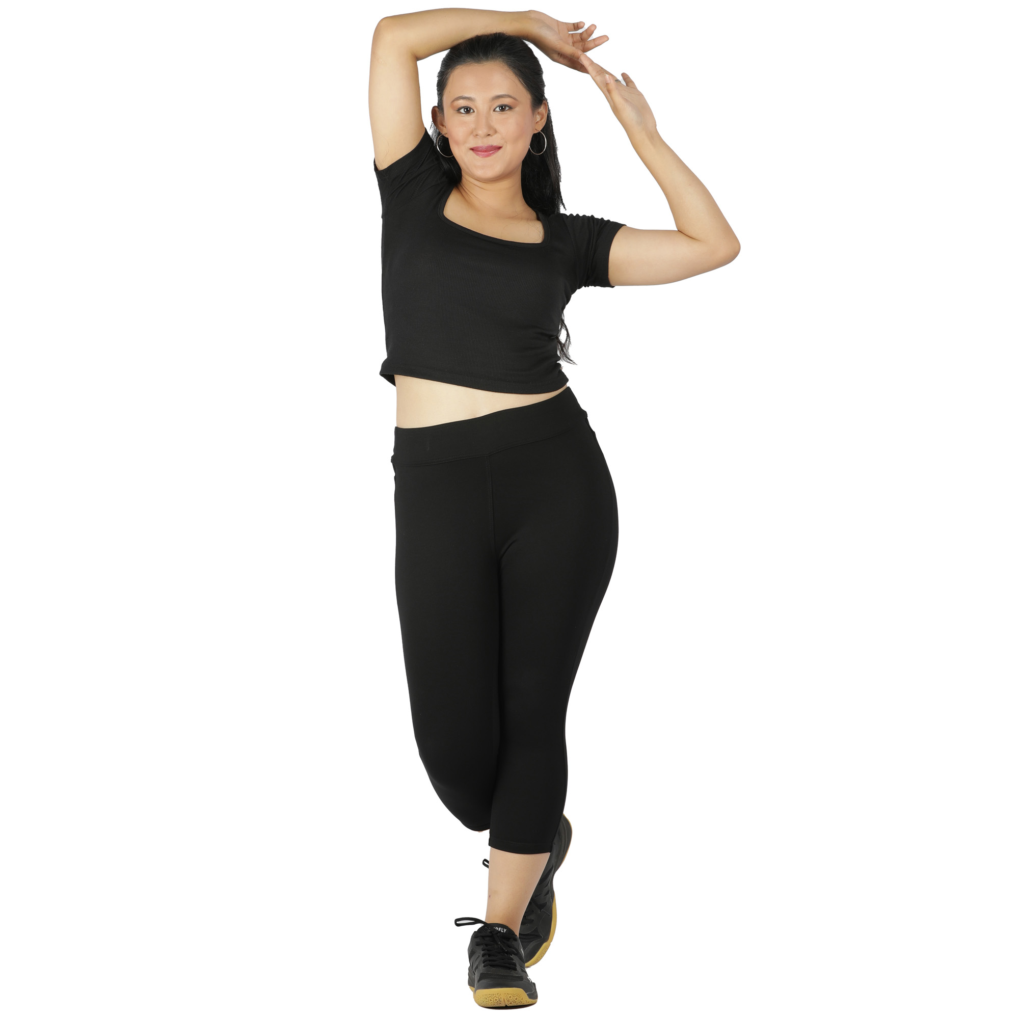 Black capris for women gym wear Low rise - Belore Slims