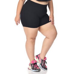 Black shorts women – Plus size active shape wear – 2 back pockets
