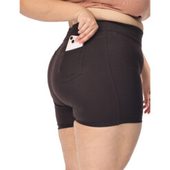 Brown shorts women – Plus size active shape wear-2 back pockets