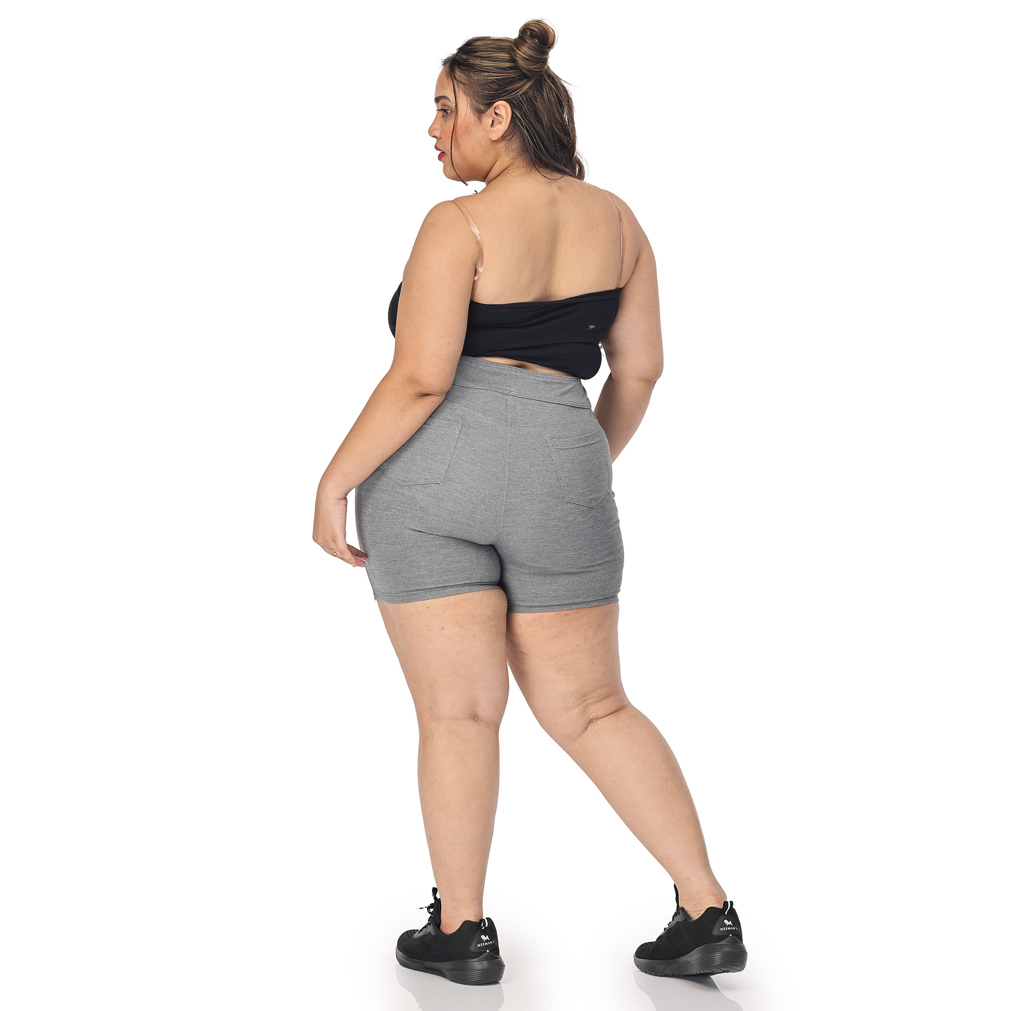 Grey shorts women - Plus size active shape wear - 2 back pockets - Belore  Slims