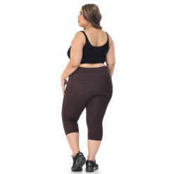 Brown capris with piping women gym wear Low rise