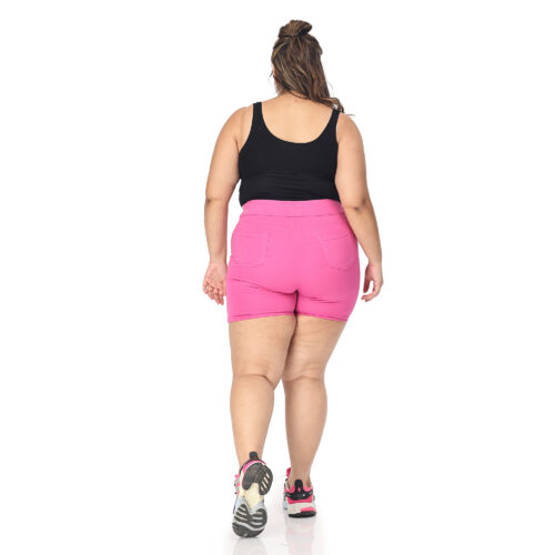 Pink shorts women Plus size active shape wear 2 back pockets - Image 4