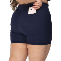 Navy blue shorts women – Plus size active shape wear-2bk pockets