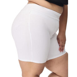 White shorts women – Plus size active shapewear-2 back pockets