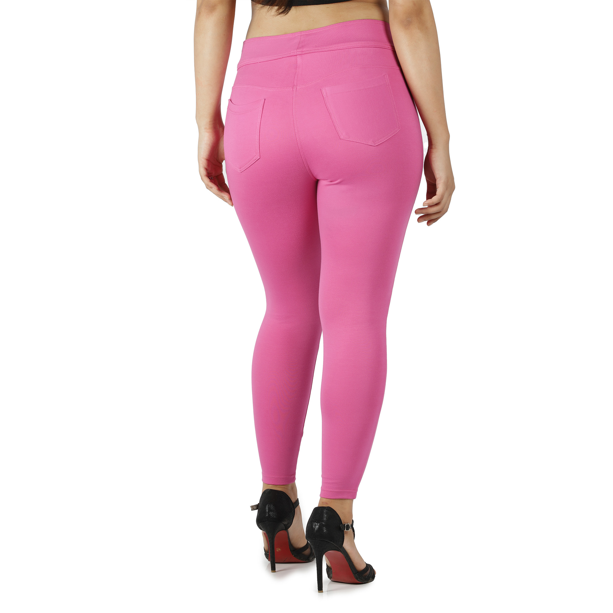 Pink jeggings for women Compression pant 2 back pockets - Belore Slims