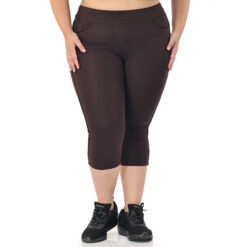 Brown capris with piping women gym wear Low rise