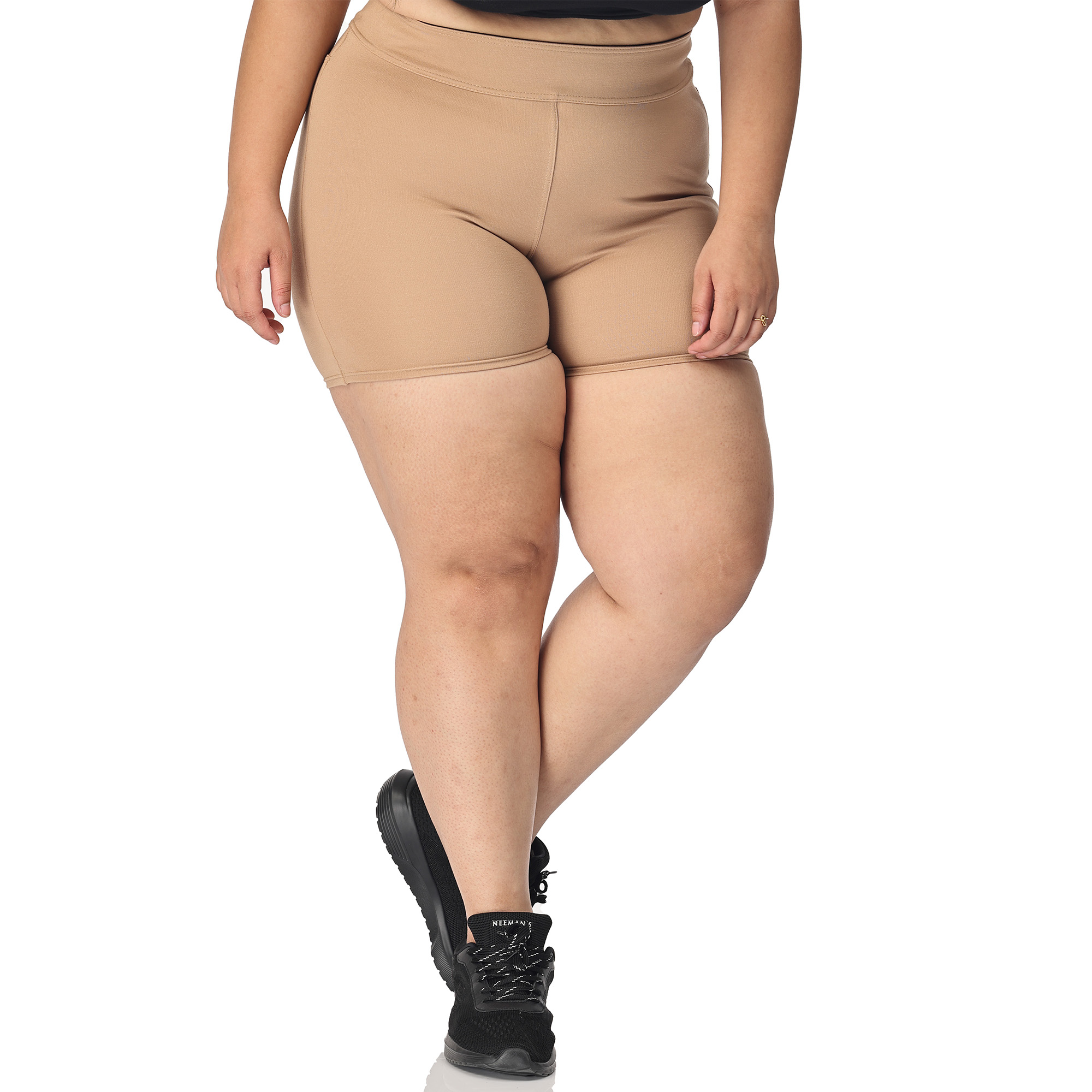 Khaki shorts women - Plus size active shape wear-2 back pockets
