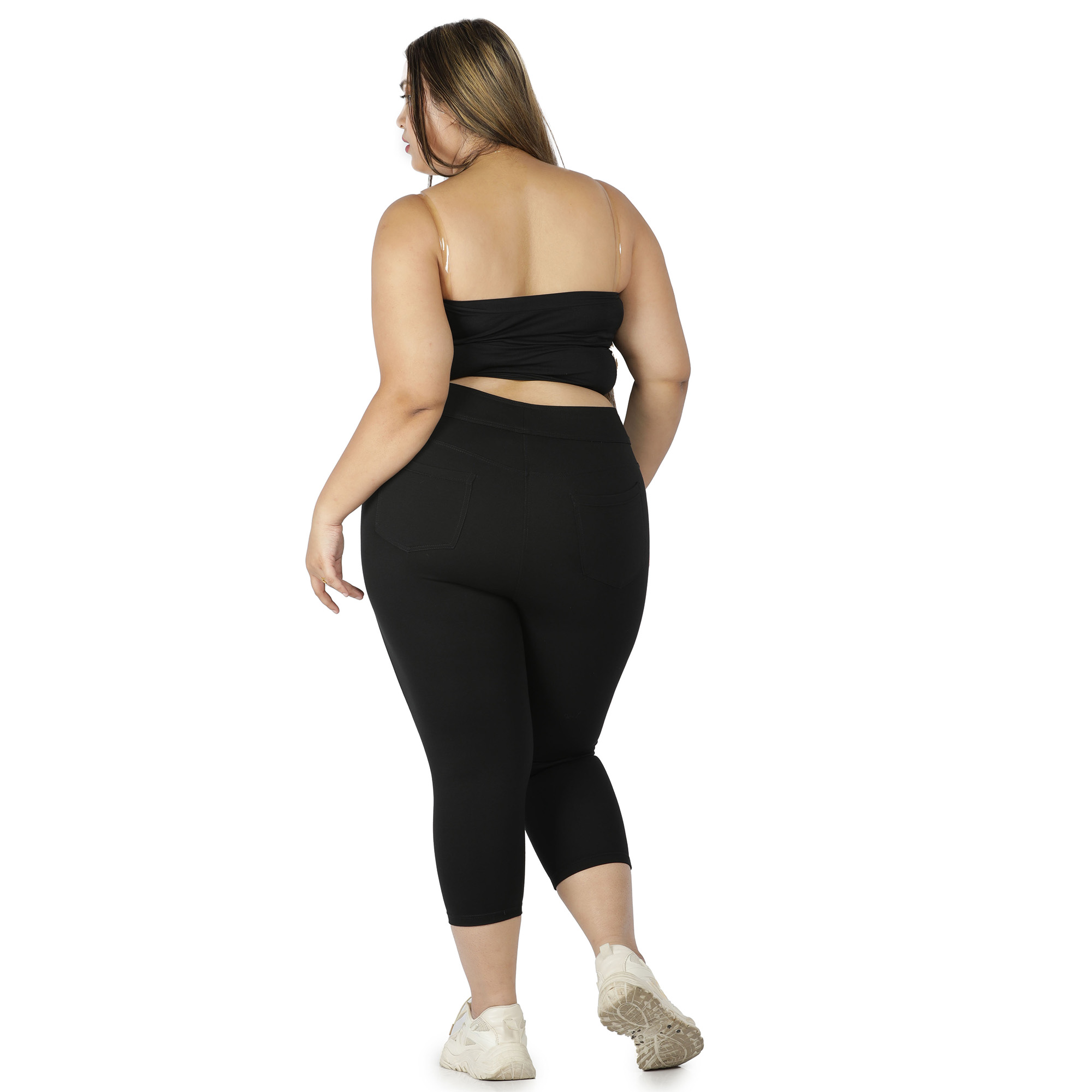Black capris women gym wear High waist 2 back pockets - Belore Slims