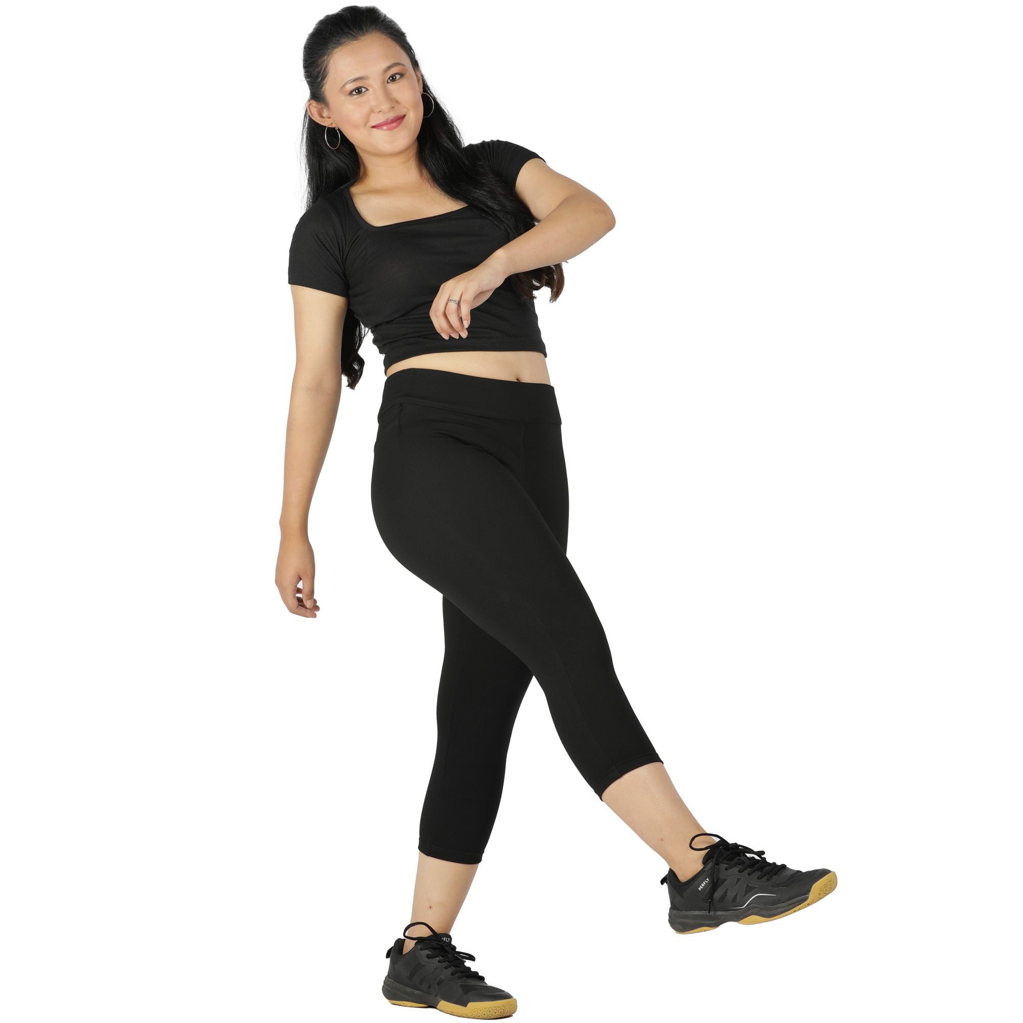 Black capris for women gym wear Low rise - Belore Slims