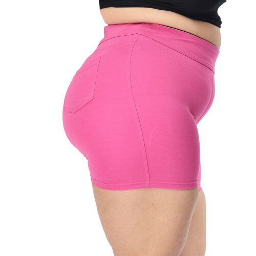Pink shorts women Plus size active shape wear 2 back pockets - Image 7