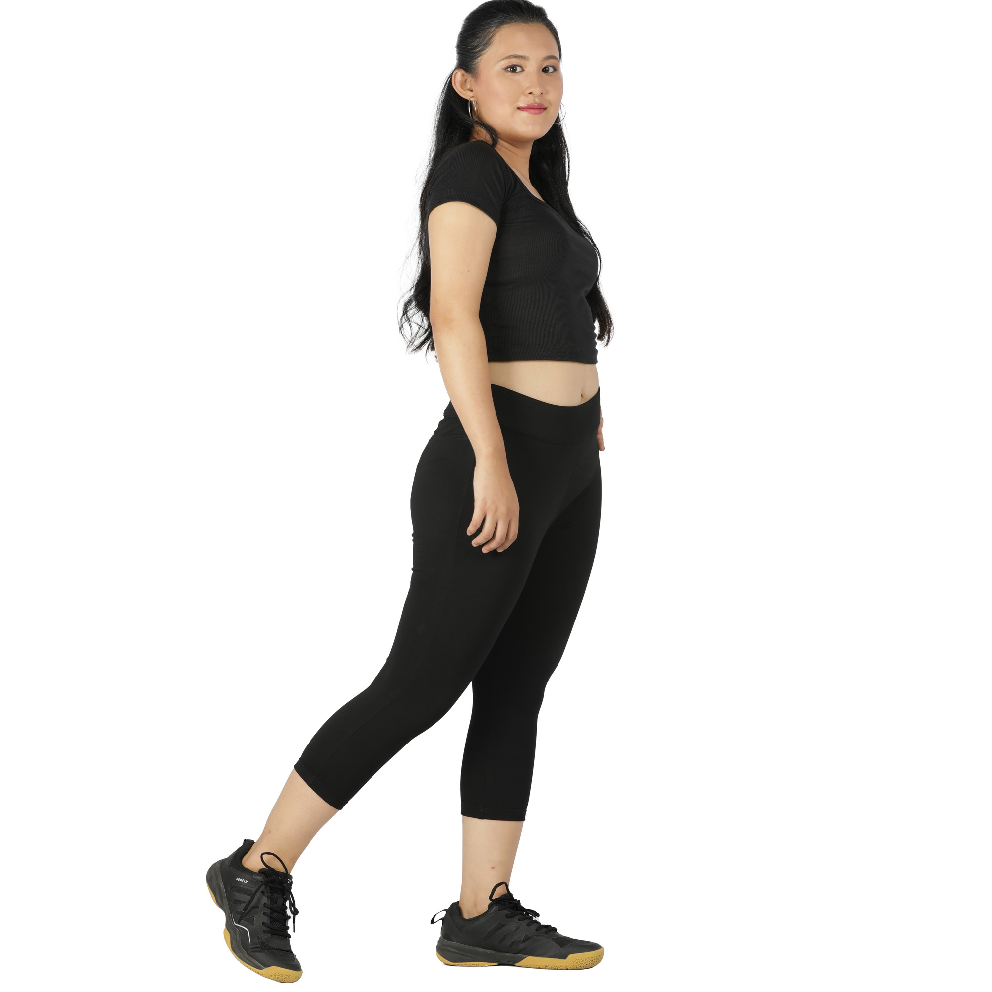 Black capris for women gym wear Low rise - Belore Slims