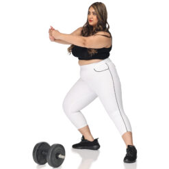 White capris with piping women gym wear Low rise