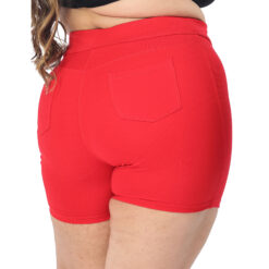 Red shorts women – Plus size active shape wear – 2 back pockets