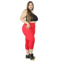 Red capris women gym wear High waist 2 back pockets
